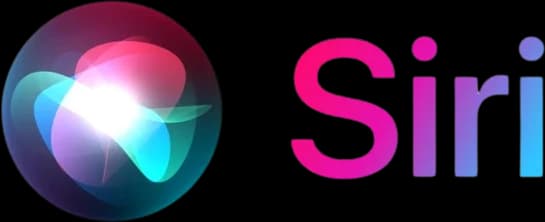 A circular logo representing Apple's Siri. The design features a swirling pattern of vibrant colors including blue, purple, and white, creating a dynamic and fluid appearance that symbolizes the voice assistant's responsiveness and intelligence.