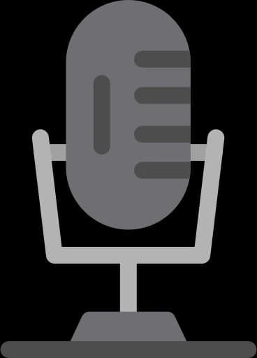 Logo of a microphone that represents voiceover, symbolizing voice technology used in assistive devices.